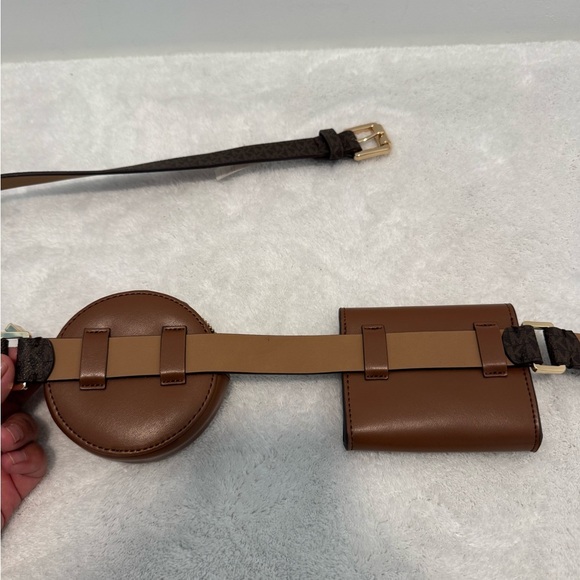 Michael Kors Double Utility Belt Bag MK Print Chocolate Brown NWT size L/XL - Picture 7 of 7